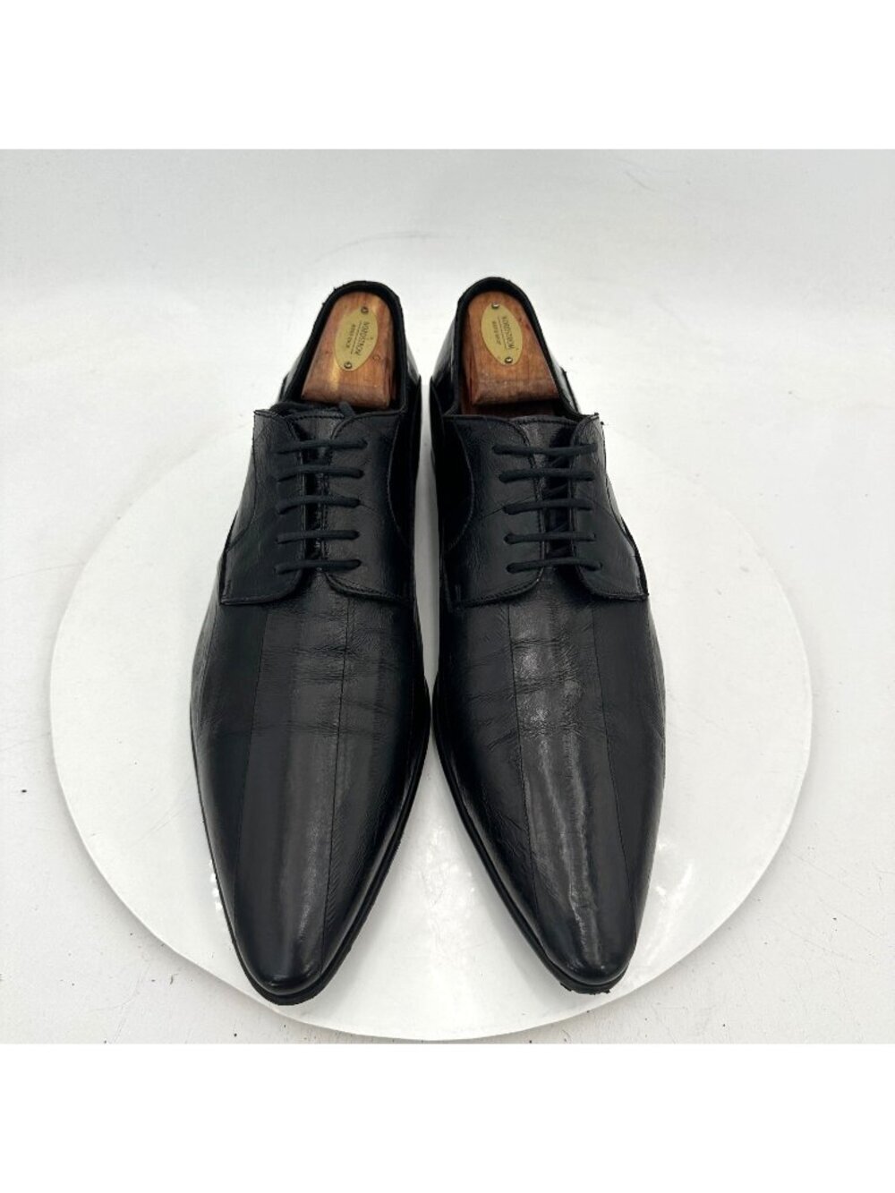 Dolce Gabbana Men Size 7 Black Leather Pointed Toe Lace Up Derby Dress Shoes